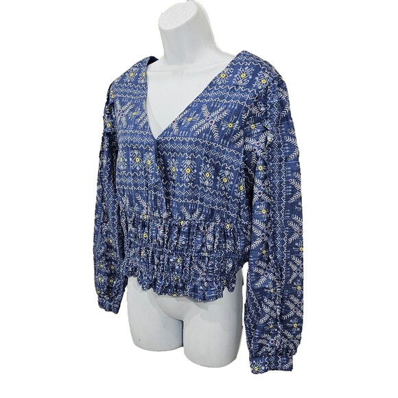 Forever That Girl Anthropologie Blouse Western Boho Cropped Long Sleeve Womens M - Picture 7 of 16